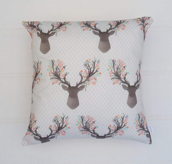 Pink Deer Head Cushion Cover