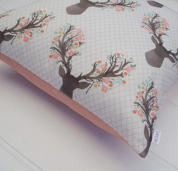Pink Deer Head Cushion Cover