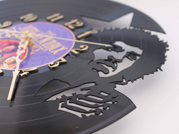 Handcarved Jimi Hendrix vinyl record clock, record clock, vinyl art clock, vinyl wall clock, record wall clock, vinyl record clock