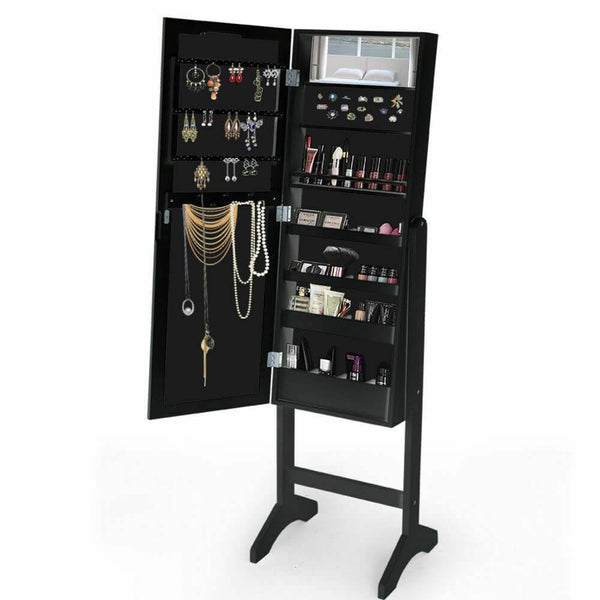 Levede Mirror Two Doors Jewellery Cabinet Makeup Storage Jewelry Organiser Box Tall[Typ