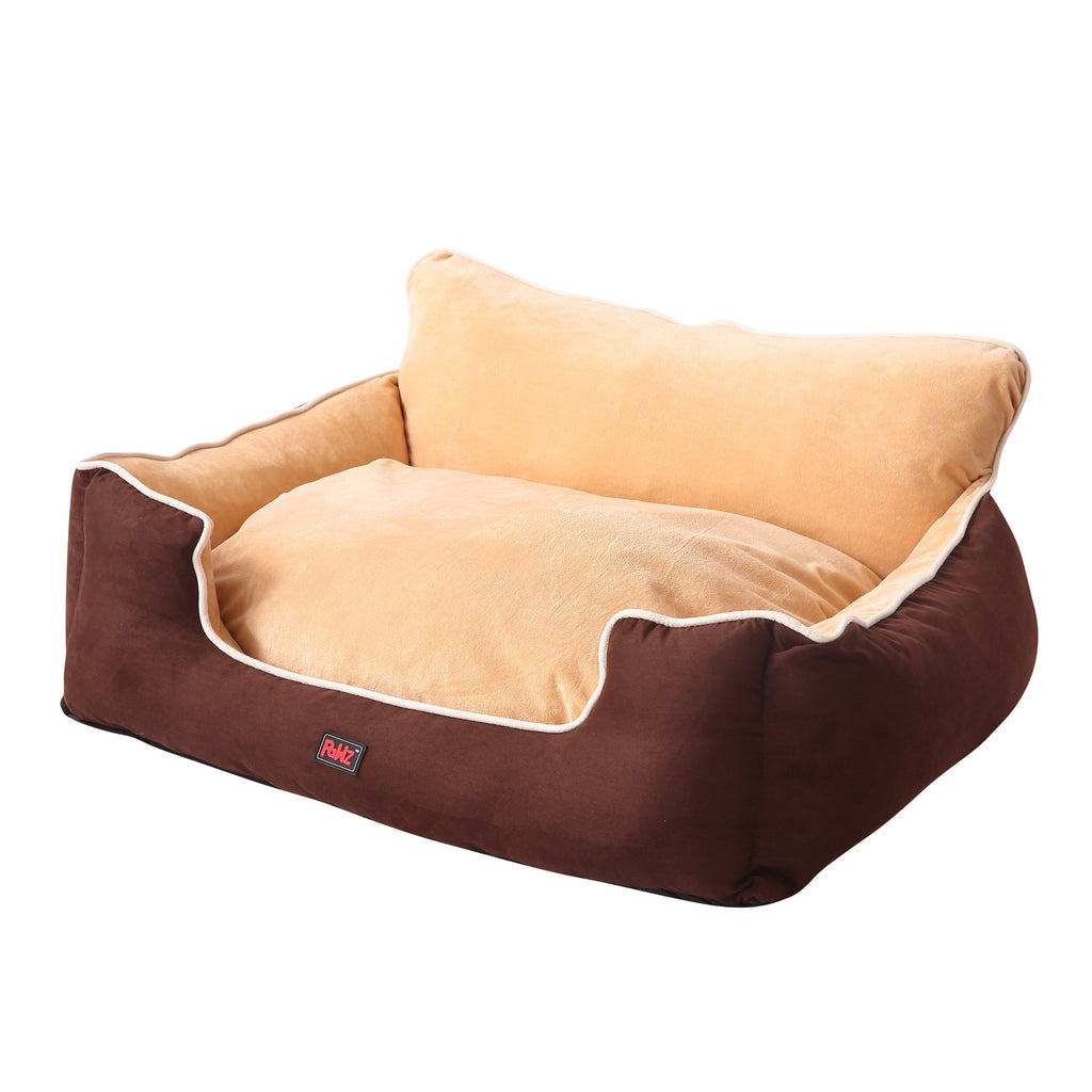 PaWz Size M Brown Colour Pet Deluxe Soft Cushion with High Back Support