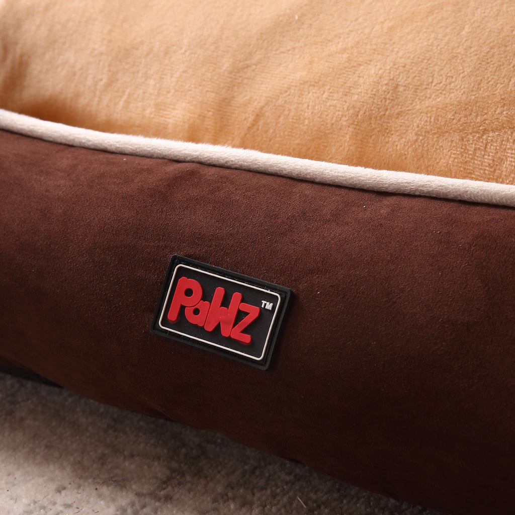 PaWz Size M Brown Colour Pet Deluxe Soft Cushion with High Back Support