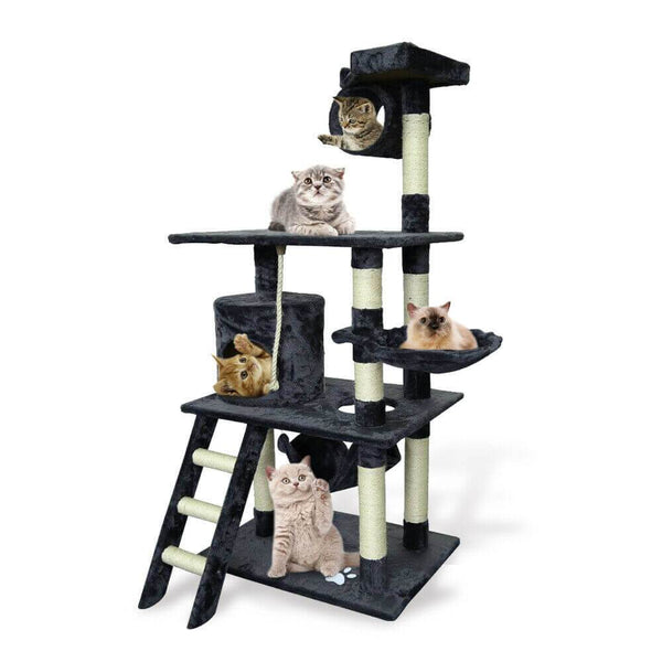 PaWz Cat Scratching Post Tree Gym House Scratcher Pole Furniture Toy 1.41M BLACK