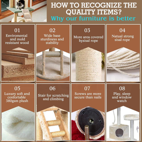 PaWz 1.98M Cat Scratching Post Tree Gym House Condo Furniture Scratcher Tower