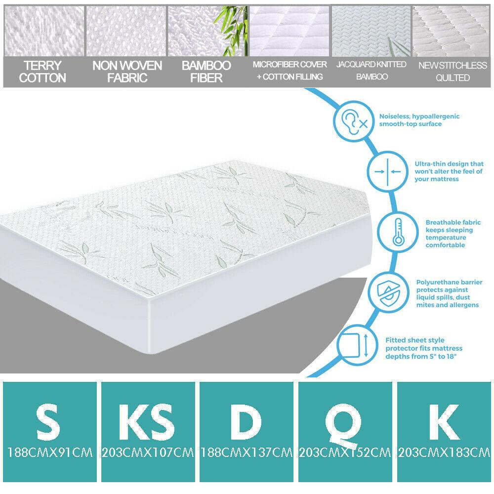 DreamZ Fitted Waterproof Bed Mattress Protectors Covers Single