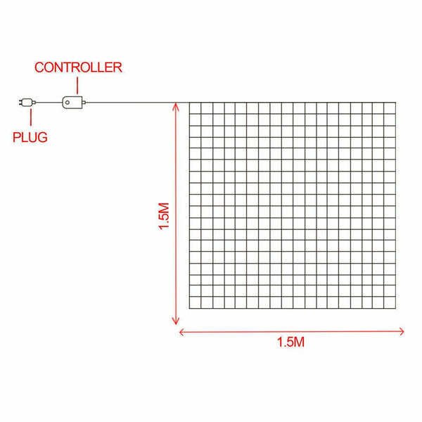 96LED Fairy String Lights Net Mesh Curtain Xmas Wedding Party D?cor Warm White