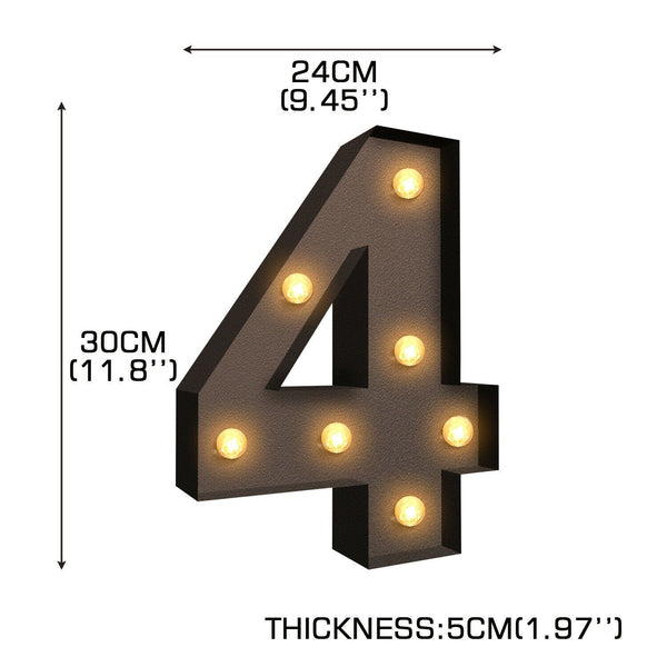 LED Metal Number Lights Free Standing Hanging Marquee Event Party D?cor Number 4
