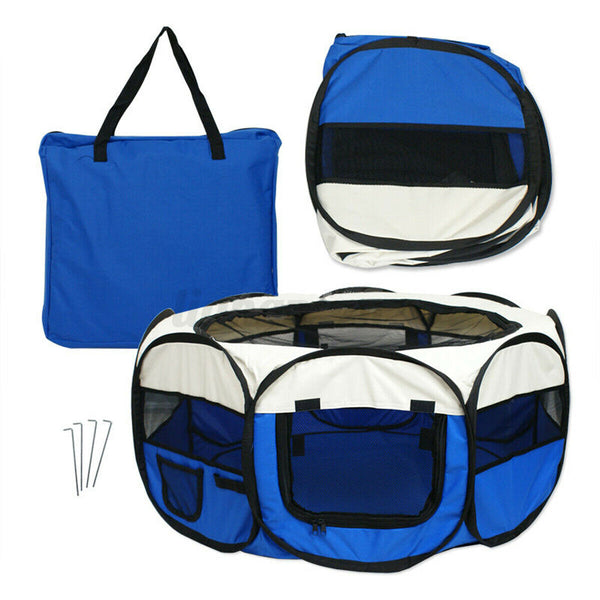 8 Panel Pet Playpen Puppy Dog Cat Pen Soft Crate Cage Enclosure Tent Portable