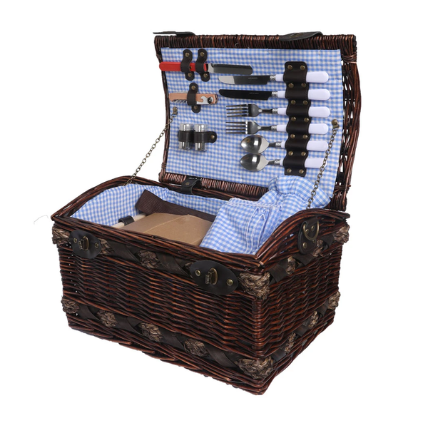 Deluxe 2 Person Picnic Basket Set Outdoor Corporate Blanket Park Trip