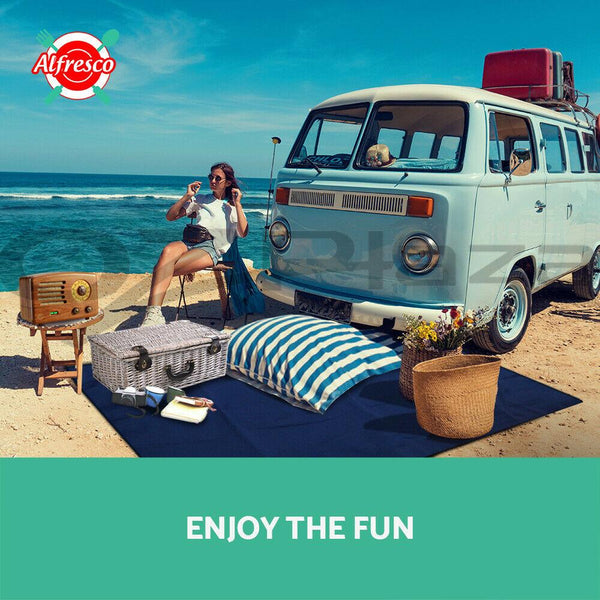 Alfresco Picnic Basket 6-Person Cooler Bag Wicker PU Fastening Straps Plates