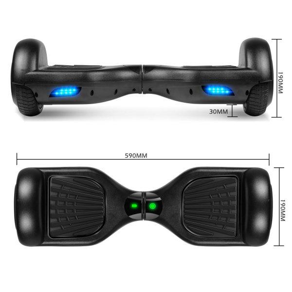 Smart Electric Self Balancing Scooter 6.5″ – Black LED lights Style [Free Carry Bag & Bluetooth]
