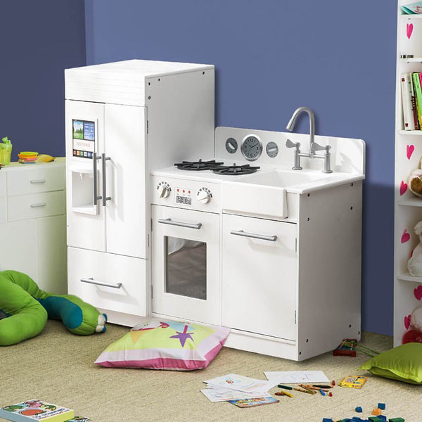 BoPeep Kids Wooden Kitchen Pretend Play Set Cooking Toys Toddlers Home Cookware